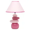 Hivvago 18" Dark Pink And Light Pink Ceramic Novelty Table Lamp Led With Dark Pink And Light Pink Empire Sha In Pink
