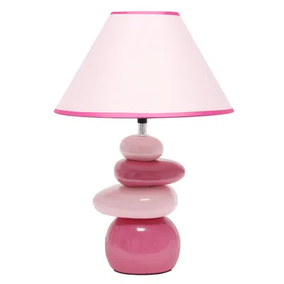 Hivvago 18" Dark Pink And Light Pink Ceramic Novelty Table Lamp Led With Dark Pink And Light Pink Empire Sha
