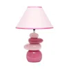 Hivvago 18" Dark Pink And Light Pink Ceramic Novelty Table Lamp Led With Dark Pink And Light Pink Empire Sha In Multi