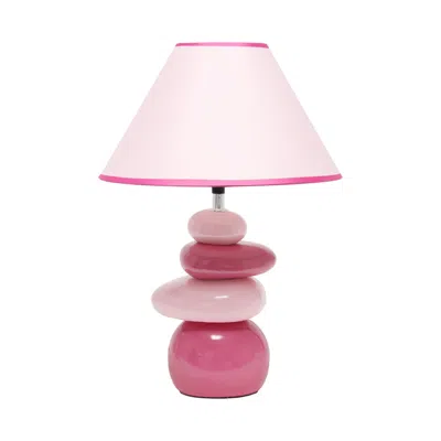 HIVVAGO 18" DARK PINK AND LIGHT PINK CERAMIC NOVELTY TABLE LAMP LED WITH DARK PINK AND LIGHT PINK EMPIRE SHA