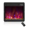 Hivvago 18" Electric Fireplace Insert, 1500w Heater With Remote, Adjustable Flame & Temperature, Recessed/wa In Black
