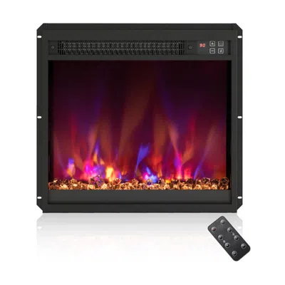 Hivvago 18" Electric Fireplace Insert, 1500w Heater With Remote, Adjustable Flame & Temperature, Recessed/wa In Black
