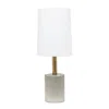 Hivvago 18" Gray And Antiqued Brass Concrete And Metal Table Lamp With White Drum Shade In Gray