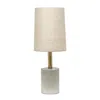 Hivvago 18" Gray And Gold Concrete Table Lamp With Khaki Drum Shade In White