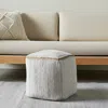 Hivvago 18" Gray And Natural Cotton And Jute Cube Pouf Ottoman In Gray