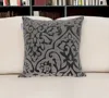 Hivvago 18" Gray And Silver Damask Velvet Throw Pillow With Beads In Gray