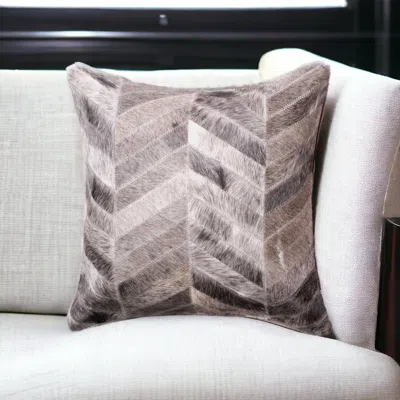 Hivvago 18" Gray Chevron Cowhide Throw Pillow In Multi