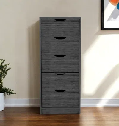 Hivvago 18" Gray Five Drawer Standard Chest
