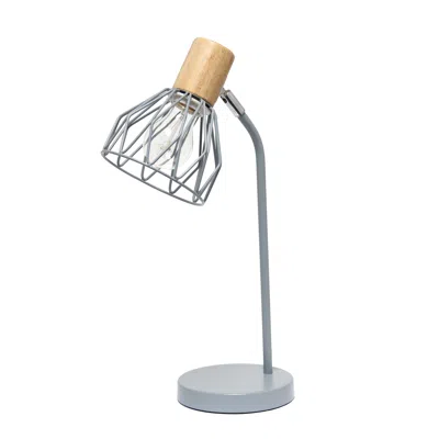 Hivvago 18" Gray Iron Table Lamp With Gray Globe Shade In Multi