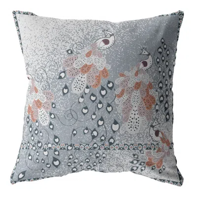 Hivvago 18" Gray Orange Boho Bird Zippered Suede Throw Pillow