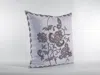 Hivvago 16" Gray White Wildflower Zippered Suede Throw Pillow In Multi