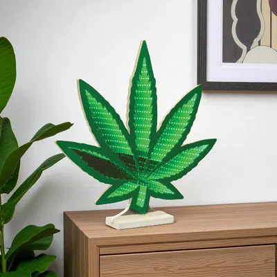 Hivvago 18" Green Acrylic Leaf Tabletop Sign With Led