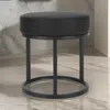 Hivvago 18 Inch Accent Stool Ottoman, Round Seat, Open Metal Frame, Black Finish In Gray
