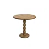 Hivvago 18 Inch Artisanal Mango Wood Side Accent Table, Round Embellished Top, Walnut Brown In Brown