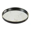 Hivvago 18 Inch Decorative Tray, Round Black Wood Frame, Mirrored Bottom In Black