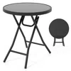 Hivvago 18 Inch Folding Side Table Patio Round Compact Coffee Table In Black