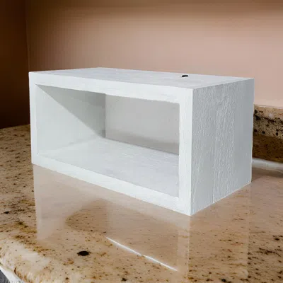 Hivvago 18 Inch Rectangular Wall Shelf, Acacia Wood Frame, White Washed Finish