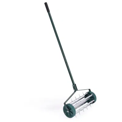 Hivvago 18 Inch Rolling Lawn Aerator With Anti-slip Handle And Tine Spikes