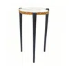 Hivvago 18 Inch Side Table, Agate Stone Top, Aluminum Tri Legs, Modern, White