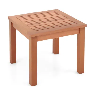 Hivvago 18 Inch Square End Outdoor Adirondack Side Table With Slatted Tabletop In Brown