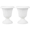 Hivvago 18 Inch Tall Vintage Planters Set Of 2 With Pedestal Base And Pre-marked Drain Hole In White