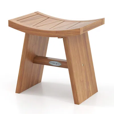 Hivvago 18 Inch Teak Wood Shower Bench With Curved Seat For Bathroom