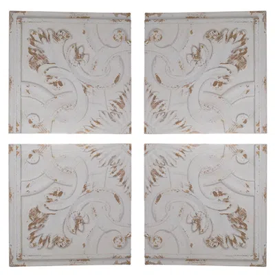 Hivvago 18 Inch Wall Art Panel Set Of 4, Square Split Image, Fir Wood, White, Brown In Gray