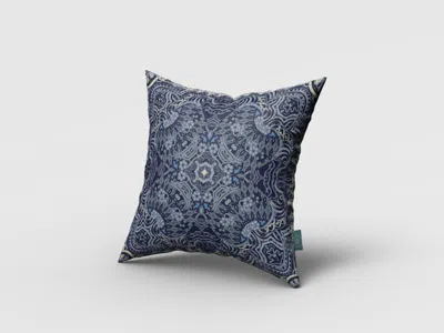 Hivvago 18" Indigo Boho Ornate Zippered Suede Throw Pillow In Blue