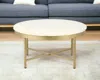 Hivvago 18" Ivory And Gold Wood And Steel Round Coffee Table In Gold