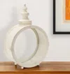 Hivvago 18" Ivory Ornate Metal Floor Lantern Candle Holder In Neutral
