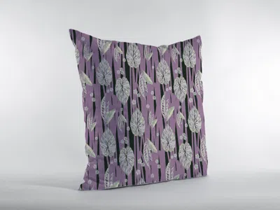 Hivvago 18" Lavender Black Fall Leaves Zippered Suede Throw Pillow