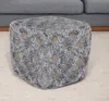 Hivvago 18" Natural And Gray Wool Cotton Blend Cube Geometric Pouf Ottoman In Gray