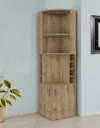 Hivvago 18" Natural Corner Bar Cabinet With Eleven Shelves In Brown