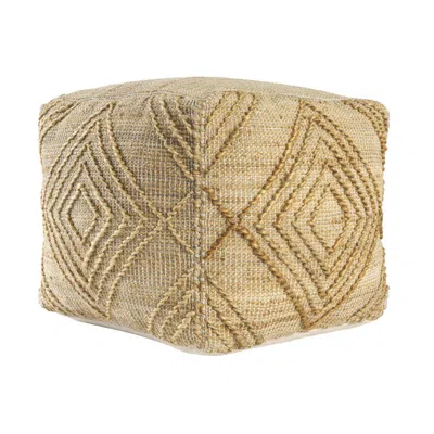Hivvago 18" Natural Jute Blend Cube Geometric Pouf Ottoman In Neutral