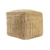 Hivvago 18" Natural Jute Blend Cube Striped Pouf Ottoman In Brown