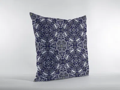 Hivvago 18" Navy Boho Pattern Zippered Suede Throw Pillow