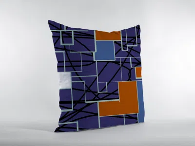 Hivvago 18" Navy Puzzle Piece Zippered Suede Throw Pillow In Blue