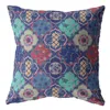 Hivvago 18" Navy Red Trellis Suede Zippered Throw Pillow In Multi