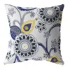 Hivvago 16" Navy White Floral Suede Zippered Throw Pillow