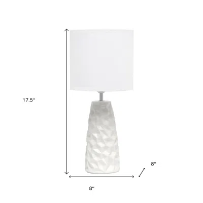 Hivvago 18" Off White Ceramic Geometric Table Lamp With Off White Drum Shade