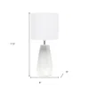 Hivvago 18" Off White Ceramic Geometric Table Lamp With White Drum Shade In White
