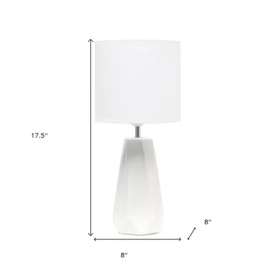 Hivvago 18" Off White Ceramic Geometric Table Lamp With White Drum Shade