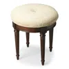 Hivvago 18" Off White Linen And Dark Brown Ottoman In Neutral