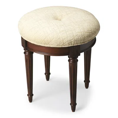 Hivvago 18" Off White Linen And Dark Brown Ottoman In Neutral