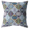 Hivvago 18" Orange Blue Trellis Suede Zippered Throw Pillow In Multi