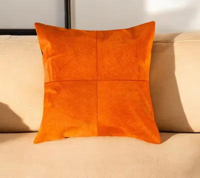 Hivvago 18" Orange Cowhide Throw Pillow