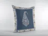 Hivvago 18" Orange Navy Paisley Suede Zippered Throw Pillow In Blue