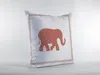 Hivvago 18" Orange White Elephant Zippered Suede Throw Pillow In White