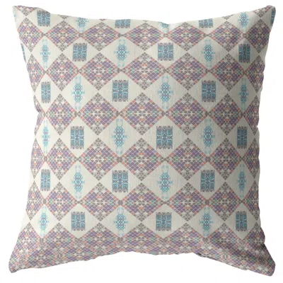 Hivvago 18" Pink Lattice Zippered Suede Throw Pillow
