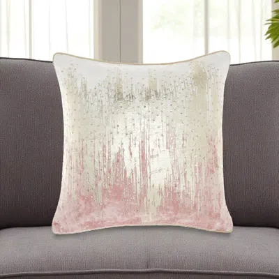 Hivvago 18" Pink Velvet Throw Pillow In Neutral